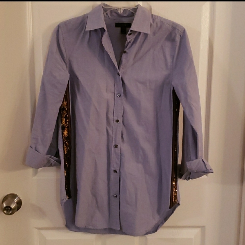 J.Crew Embellished Chambray Top
